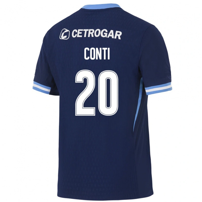 Danxen Kvinder Germán Conti #20 Kongelig Blå Lyseblå Hvid Udebane Spillertrøjer 2026/27 Trøje T-Shirt