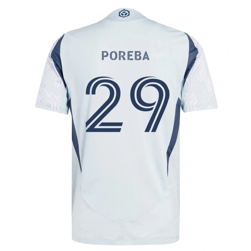 Danxen Kvinder David Poreba #29 Blågrå Hvid Udebane Spillertrøjer 2026/27 Trøje T-Shirt
