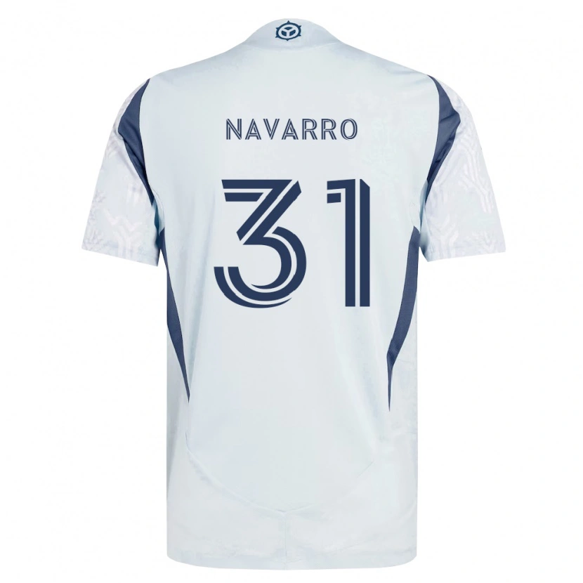 Danxen Kvinder Federico Navarro #31 Blågrå Hvid Udebane Spillertrøjer 2026/27 Trøje T-Shirt