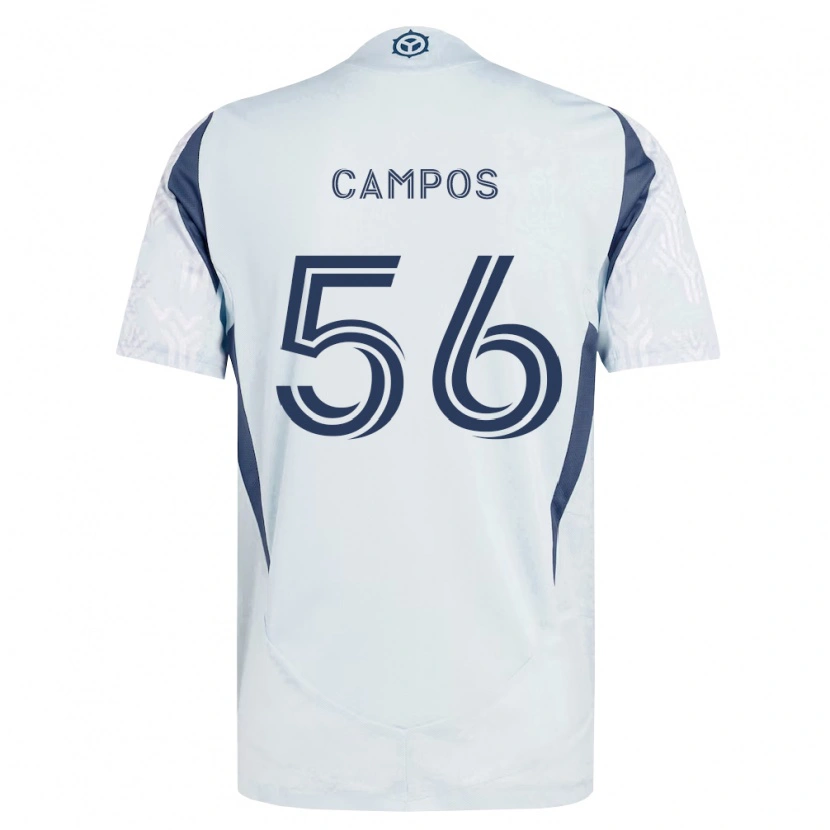 Danxen Kvinder Edgar Campos #56 Blågrå Hvid Udebane Spillertrøjer 2026/27 Trøje T-Shirt