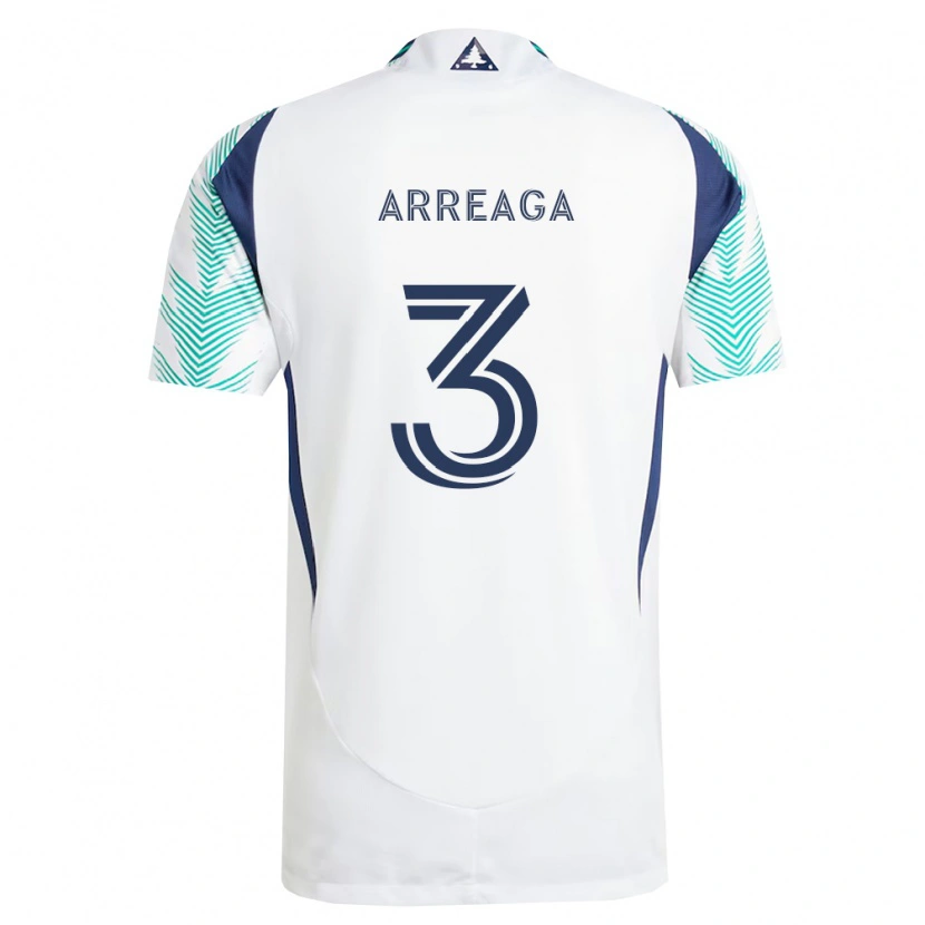 Danxen Kvinder Xavier Arreaga #3 Hvid Marineblå Lysegrøn Udebane Spillertrøjer 2026/27 Trøje T-Shirt