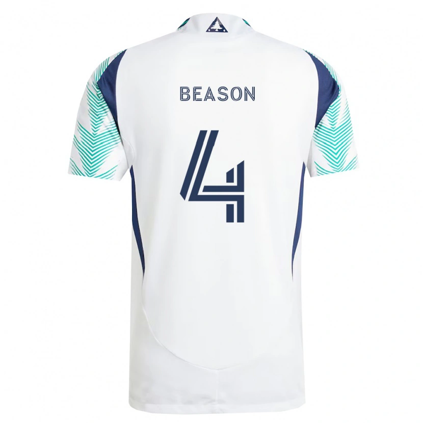 Danxen Kvinder Tanner Beason #4 Hvid Marineblå Lysegrøn Udebane Spillertrøjer 2026/27 Trøje T-Shirt