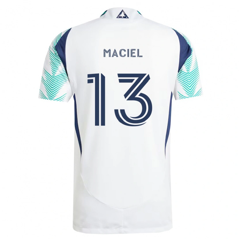 Danxen Kvinder Maciel #13 Hvid Marineblå Lysegrøn Udebane Spillertrøjer 2026/27 Trøje T-Shirt