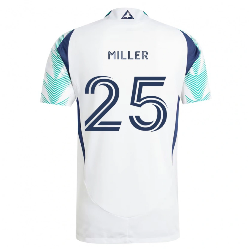 Danxen Kvinder Peyton Miller #25 Hvid Marineblå Lysegrøn Udebane Spillertrøjer 2026/27 Trøje T-Shirt