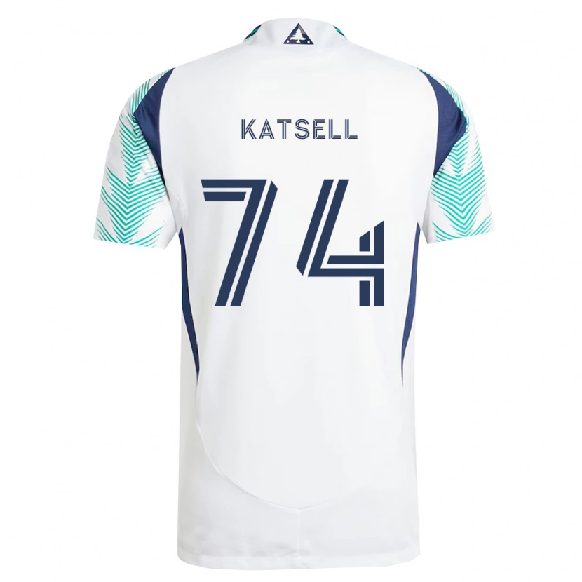 Danxen Kvinder Levi Katsell #74 Hvid Marineblå Lysegrøn Udebane Spillertrøjer 2026/27 Trøje T-Shirt