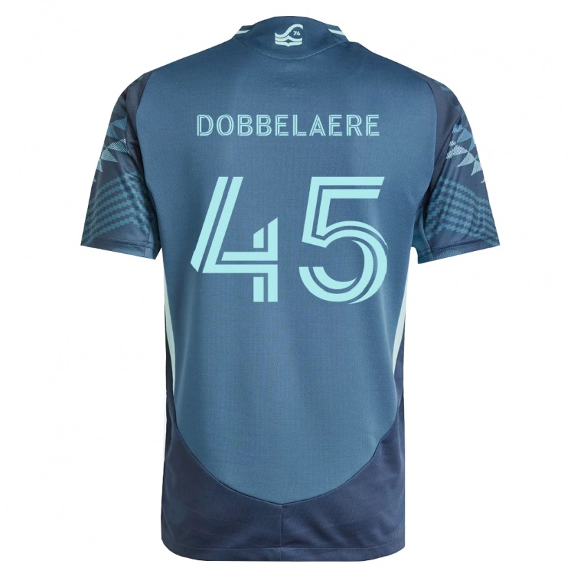Danxen Kvinder Ethan Dobbelaere #45 Marineblå Grøn Udebane Spillertrøjer 2026/27 Trøje T-Shirt