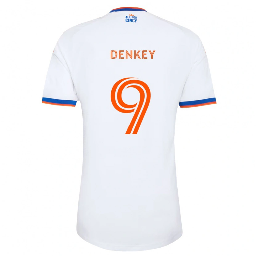 Danxen Kvinder Kévin Denkey #9 Hvid Marineblå Orange Udebane Spillertrøjer 2026/27 Trøje T-Shirt