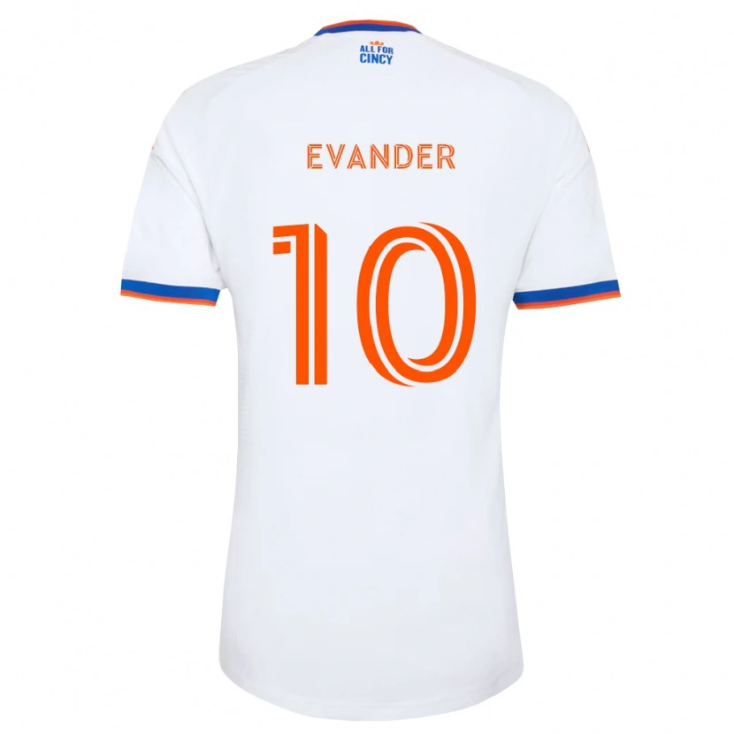 Danxen Kvinder Evander Da Silva Ferreira #10 Hvid Marineblå Orange Udebane Spillertrøjer 2026/27 Trøje T-Shirt
