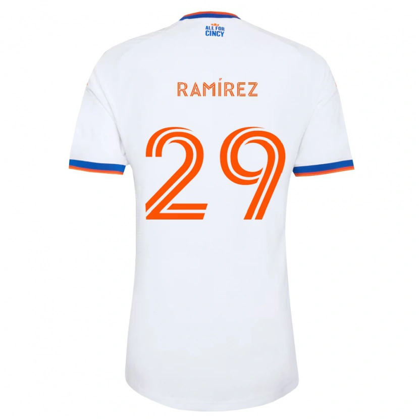 Danxen Kvinder Bryan Ramírez #29 Hvid Marineblå Orange Udebane Spillertrøjer 2026/27 Trøje T-Shirt