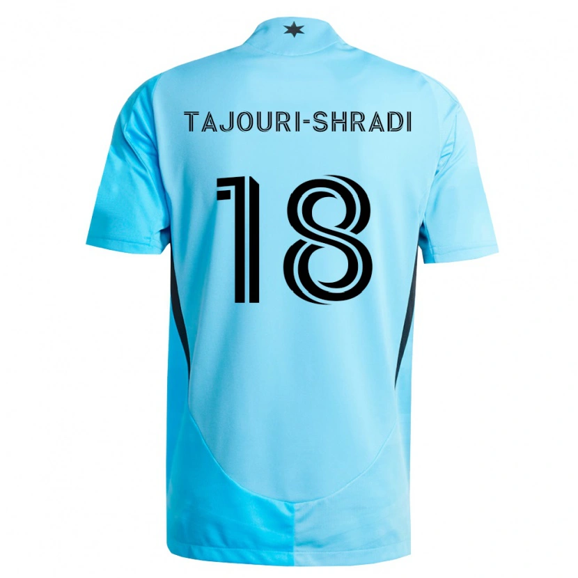 Danxen Kvinder Ismael Tajouri-Shradi #18 Lyseblå Sort Udebane Spillertrøjer 2026/27 Trøje T-Shirt