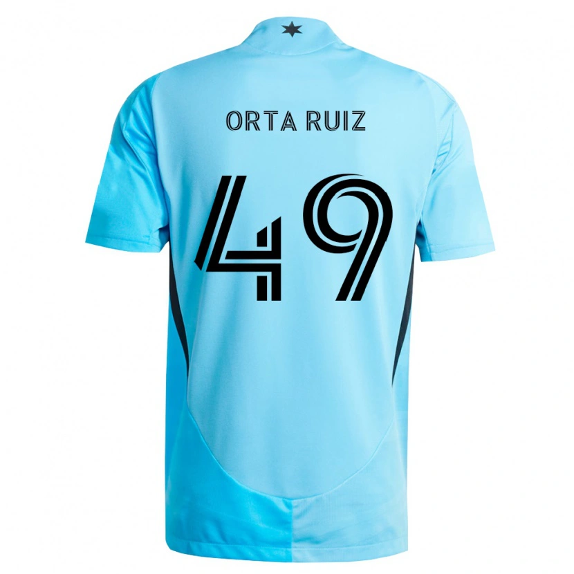 Danxen Kvinder Jose Orta Ruiz #49 Lyseblå Sort Udebane Spillertrøjer 2026/27 Trøje T-Shirt