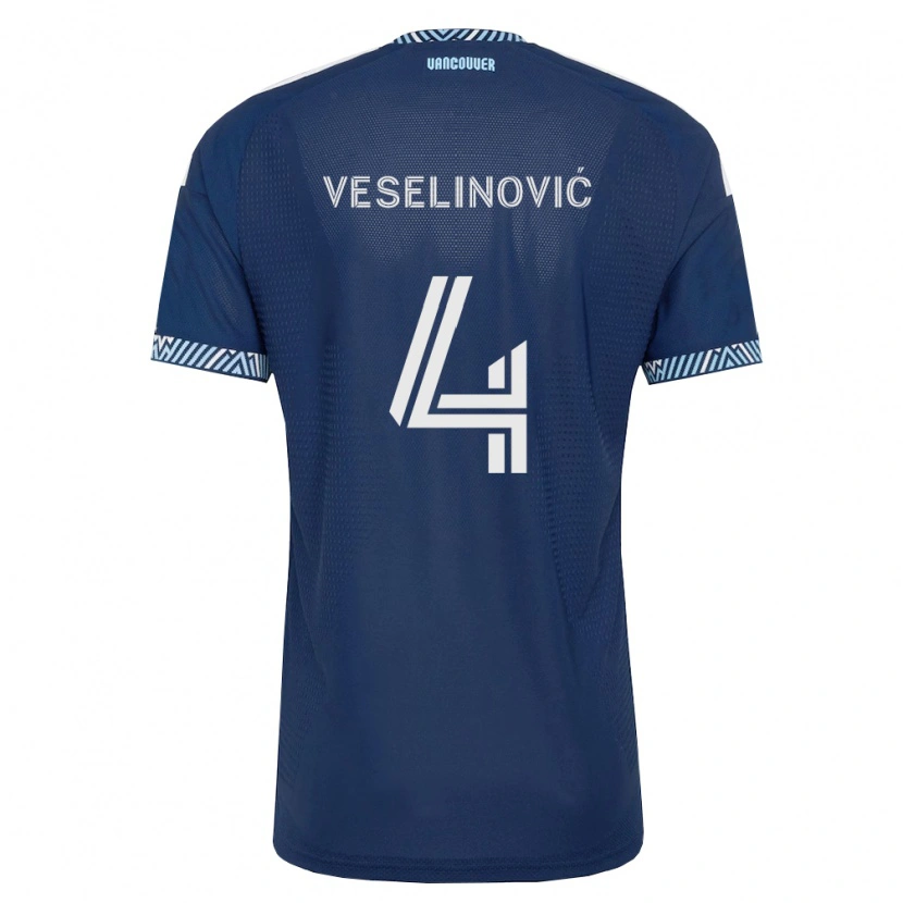 Danxen Kvinder Ranko Veselinović #4 Dyb Blå Hvid Udebane Spillertrøjer 2026/27 Trøje T-Shirt