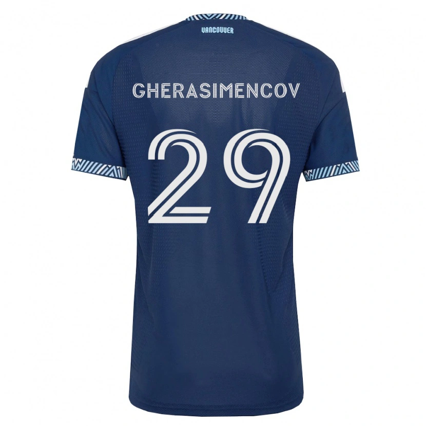 Danxen Kvinder Mihail Gherasimencov #29 Dyb Blå Hvid Udebane Spillertrøjer 2026/27 Trøje T-Shirt