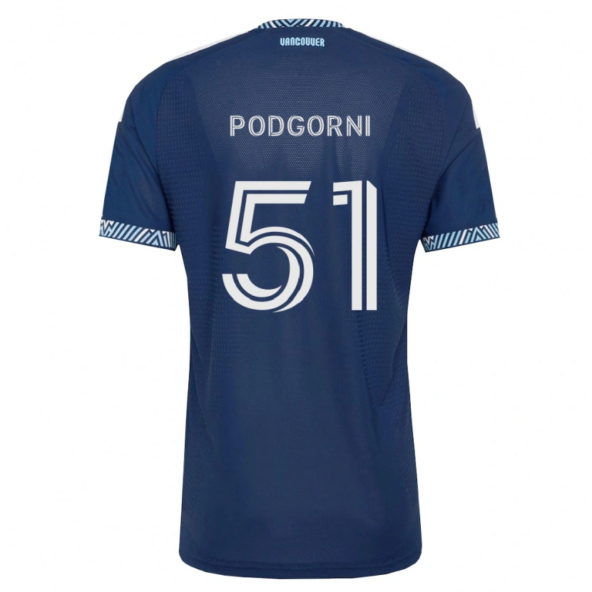 Danxen Kvinder Kevin Podgorni #51 Dyb Blå Hvid Udebane Spillertrøjer 2026/27 Trøje T-Shirt