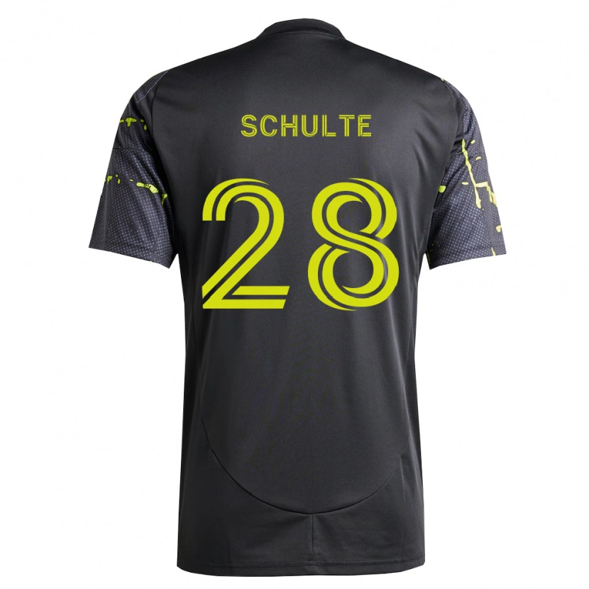 Danxen Kvinder Patrick Schulte #28 Fluorescerende Gul Sort Udebane Spillertrøjer 2026/27 Trøje T-Shirt