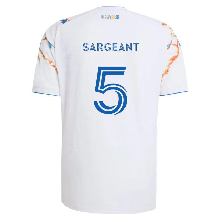 Danxen Kvinder Kieran Sargeant #5 Hvid Orange Blå Udebane Spillertrøjer 2026/27 Trøje T-Shirt