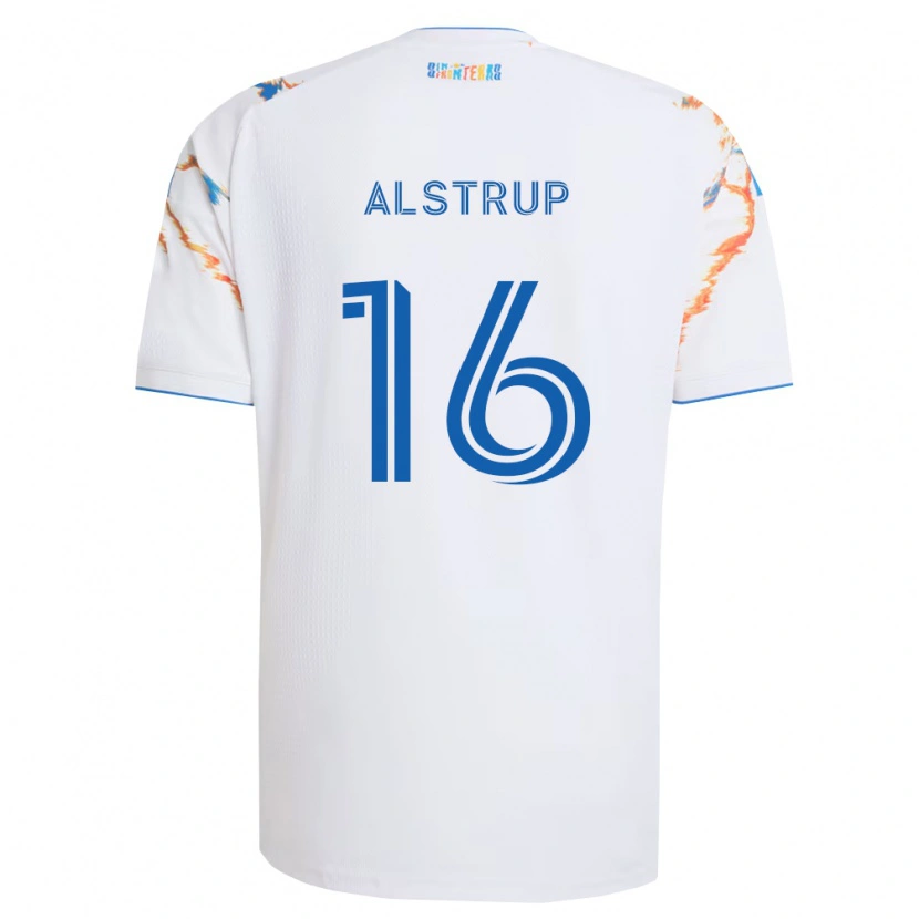 Danxen Kvinder Marcus Alstrup #16 Hvid Orange Blå Udebane Spillertrøjer 2026/27 Trøje T-Shirt