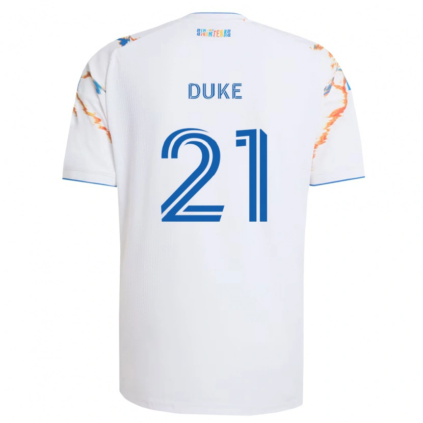 Danxen Kvinder Bryce Duke #21 Hvid Orange Blå Udebane Spillertrøjer 2026/27 Trøje T-Shirt