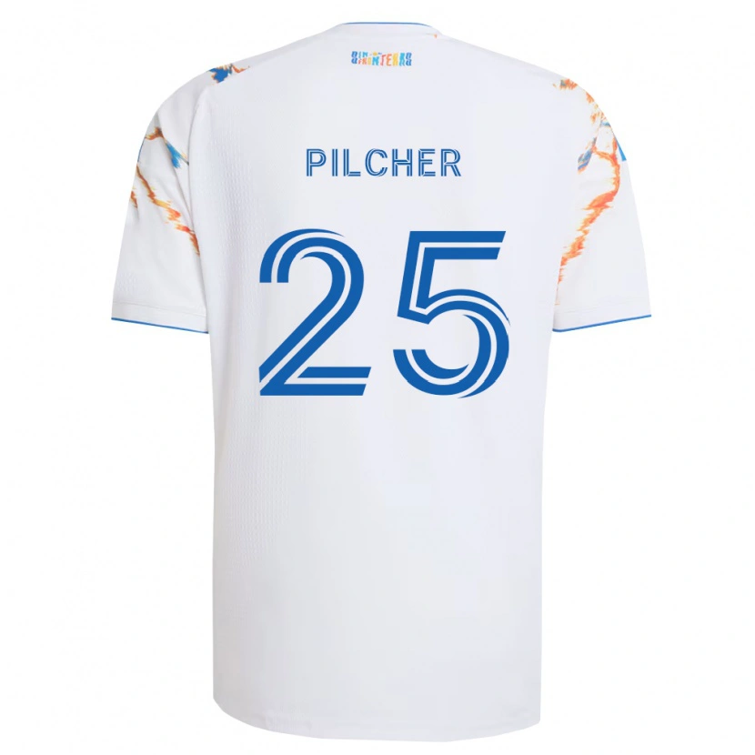 Danxen Kvinder Ian Pilcher #25 Hvid Orange Blå Udebane Spillertrøjer 2026/27 Trøje T-Shirt