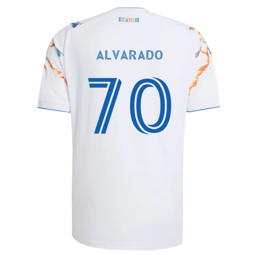 Danxen Kvinder Alejandro Alvarado #70 Hvid Orange Blå Udebane Spillertrøjer 2026/27 Trøje T-Shirt