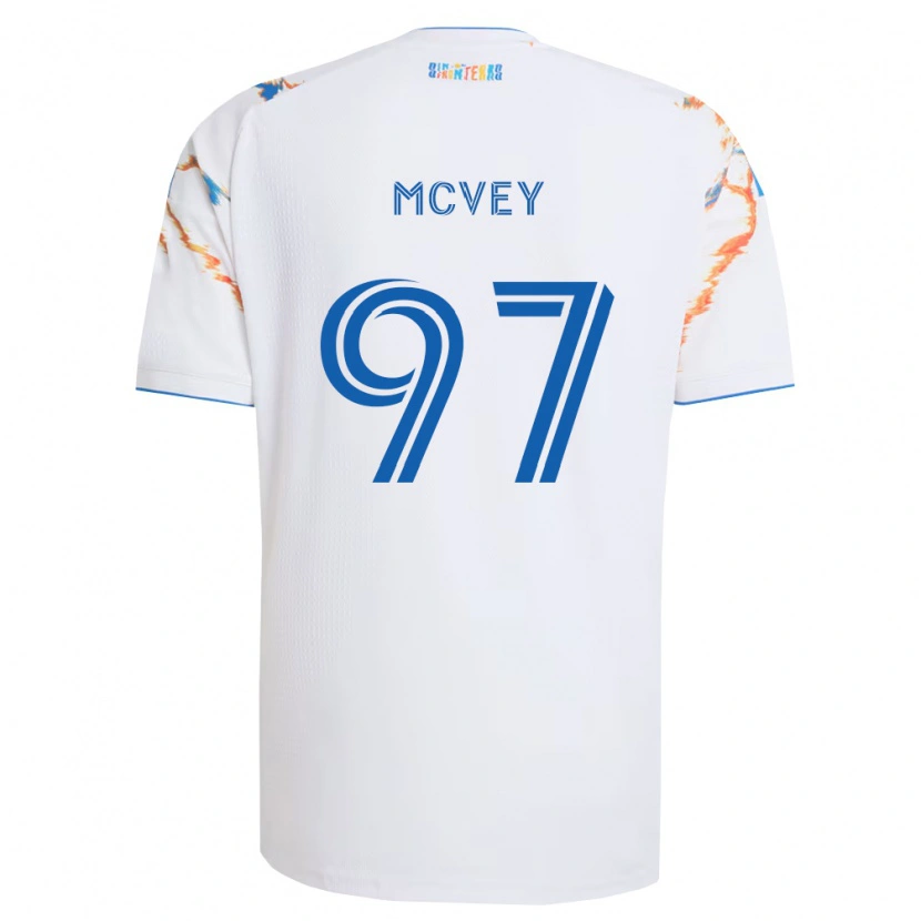 Danxen Kvinder Christopher Mcvey #97 Hvid Orange Blå Udebane Spillertrøjer 2026/27 Trøje T-Shirt