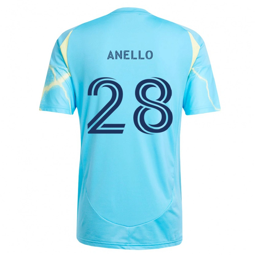 Danxen Kvinder Agustín Anello #28 Lyseblå Sort Lys Gul Udebane Spillertrøjer 2026/27 Trøje T-Shirt