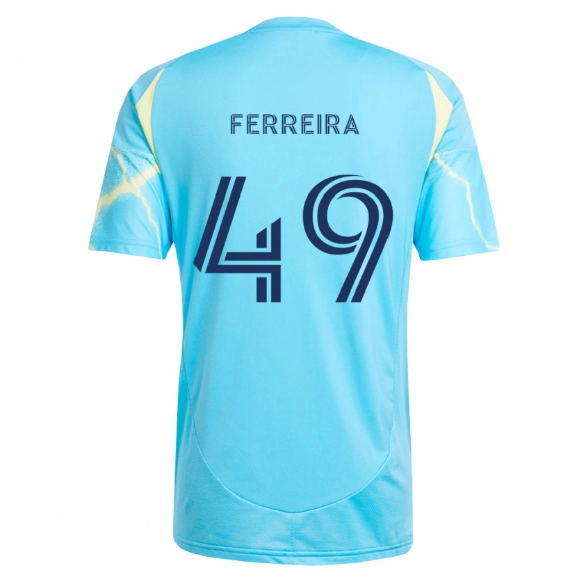 Danxen Kvinder Willyam Ferreira #49 Lyseblå Sort Lys Gul Udebane Spillertrøjer 2026/27 Trøje T-Shirt