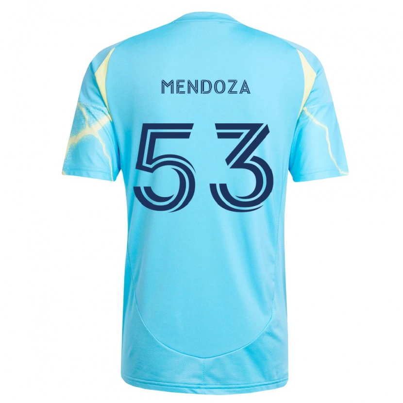 Danxen Kvinder Isaiah Mendoza #53 Lyseblå Sort Lys Gul Udebane Spillertrøjer 2026/27 Trøje T-Shirt