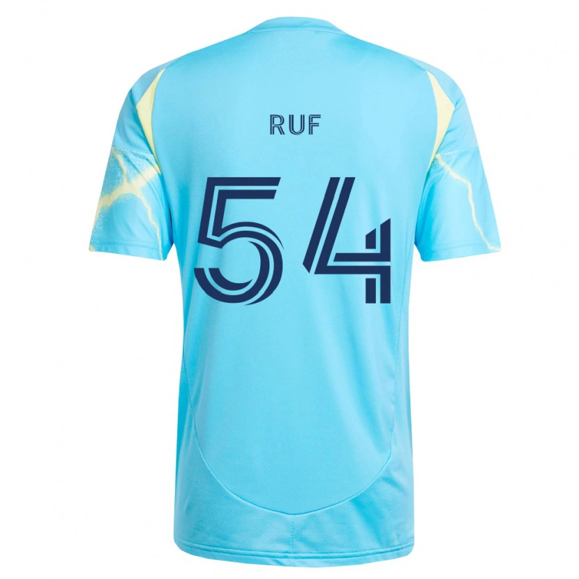 Danxen Kvinder John Ruf #54 Lyseblå Sort Lys Gul Udebane Spillertrøjer 2026/27 Trøje T-Shirt