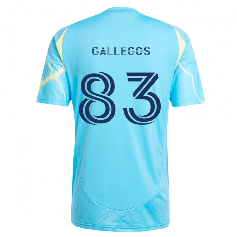 Danxen Kvinder Mateo Gallegos #83 Lyseblå Sort Lys Gul Udebane Spillertrøjer 2026/27 Trøje T-Shirt