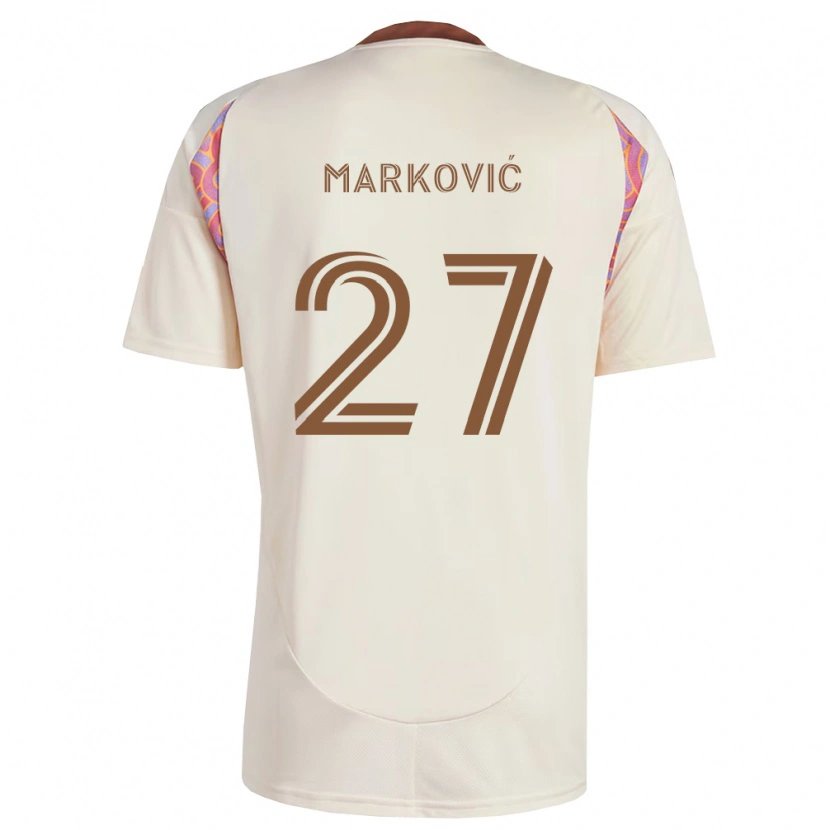 Danxen Kvinder Nikola Marković #27 Råhvid Pink Udebane Spillertrøjer 2026/27 Trøje T-Shirt