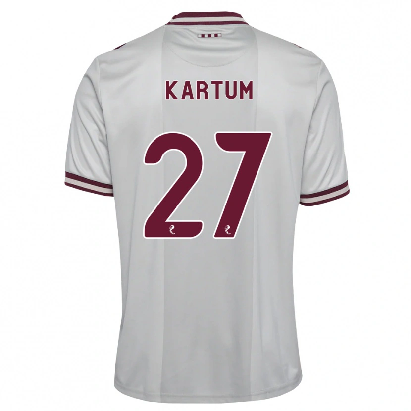 Danxen Kvinder Sander Kartum #27 Hvid Bordeaux Udebane Spillertrøjer 2026/27 Trøje T-Shirt