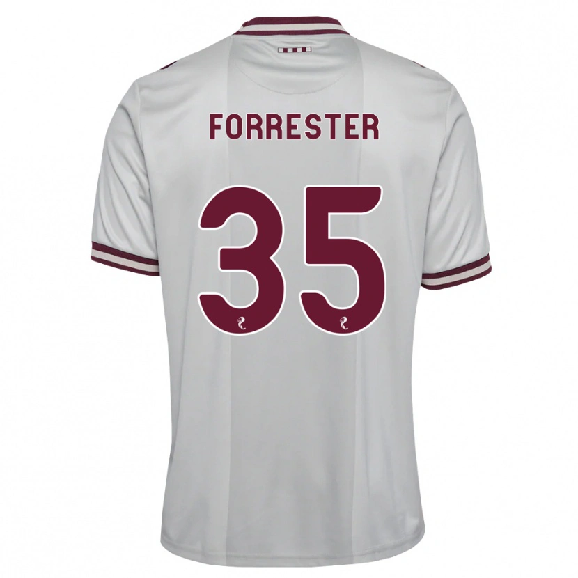 Danxen Kvinder Adam Forrester #35 Hvid Bordeaux Udebane Spillertrøjer 2026/27 Trøje T-Shirt
