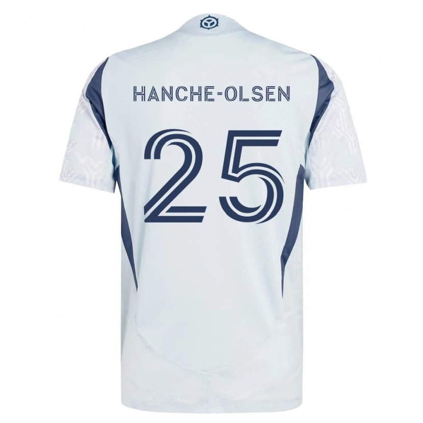 Danxen Kvinder Andreas Hanche-Olsen #25 Blågrå Hvid Udebane Spillertrøjer 2026/27 Trøje T-Shirt