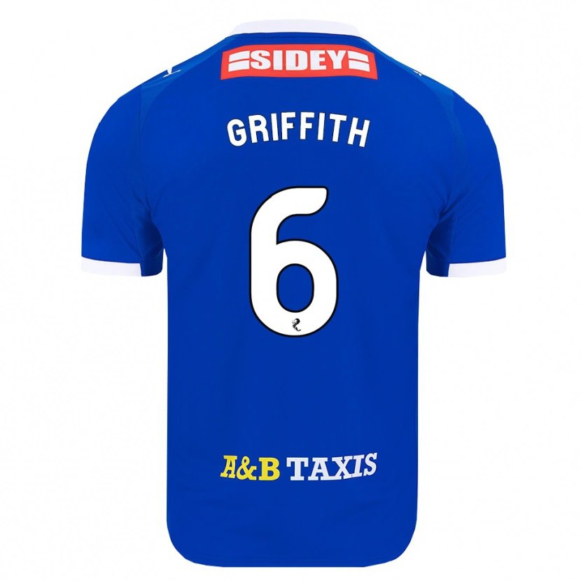 Danxen Børn Víctor Griffith #6 Blå Rød Gul Hjemmebane Spillertrøjer 2026/27 Trøje T-Shirt