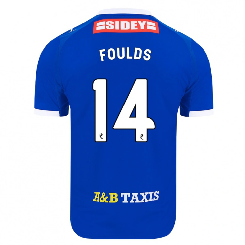 Danxen Børn Matty Foulds #14 Blå Rød Gul Hjemmebane Spillertrøjer 2026/27 Trøje T-Shirt