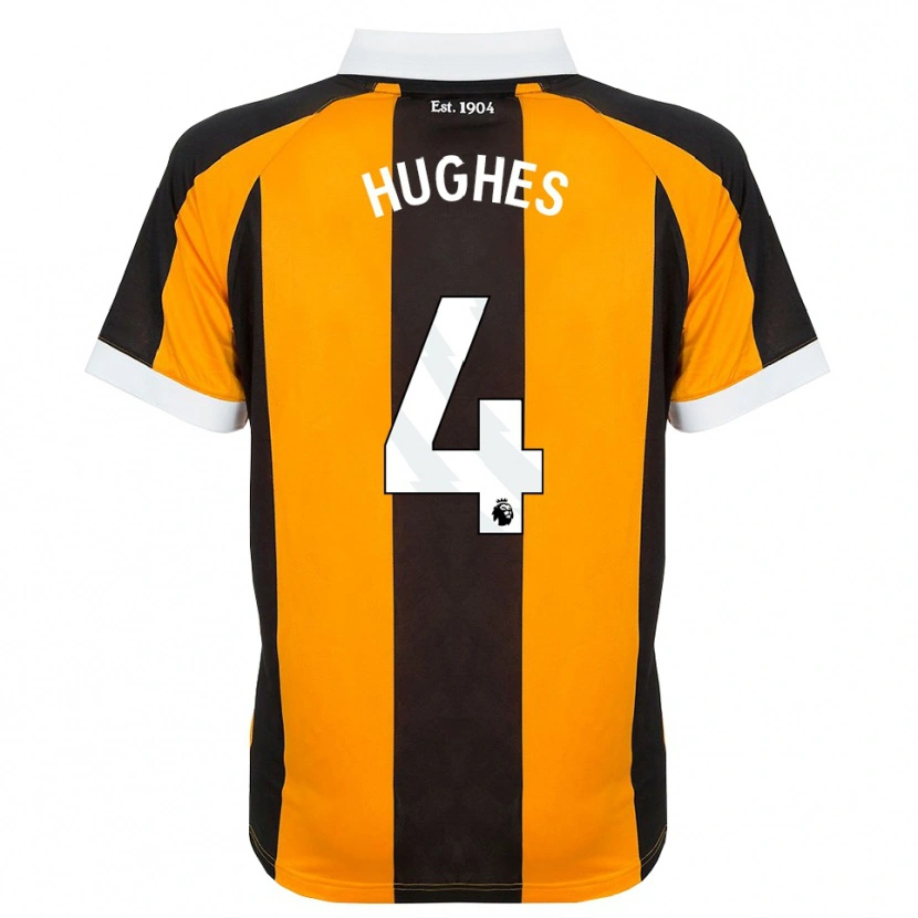 Danxen Børn Charlie Hughes #4 Orange Sort Hvid Hjemmebane Spillertrøjer 2026/27 Trøje T-Shirt