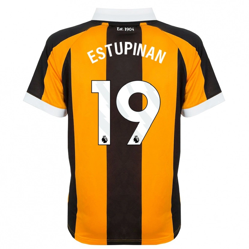 Danxen Børn Óscar Estupiñán #19 Orange Sort Hvid Hjemmebane Spillertrøjer 2026/27 Trøje T-Shirt