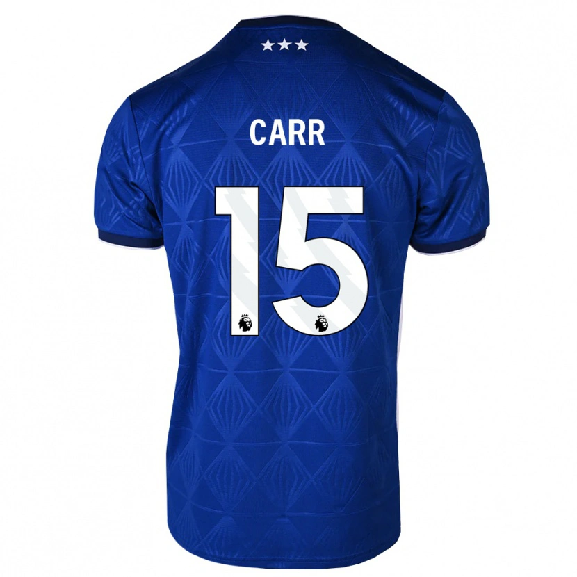 Danxen Børn Reuben Carr #15 Mellemblå Hvid Rød Hjemmebane Spillertrøjer 2026/27 Trøje T-Shirt