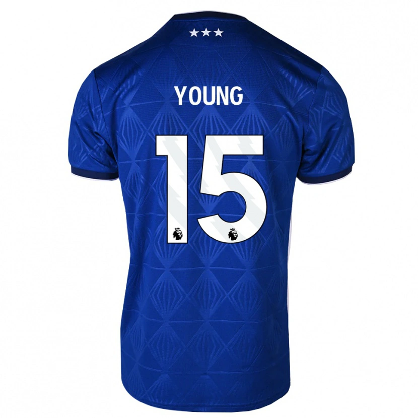 Danxen Børn Ashley Young #15 Mellemblå Hvid Rød Hjemmebane Spillertrøjer 2026/27 Trøje T-Shirt