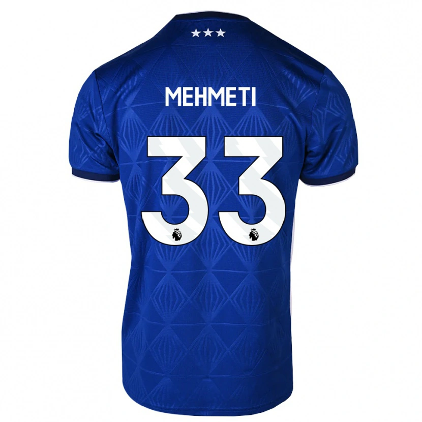 Danxen Børn Anis Mehmeti #33 Mellemblå Hvid Rød Hjemmebane Spillertrøjer 2026/27 Trøje T-Shirt