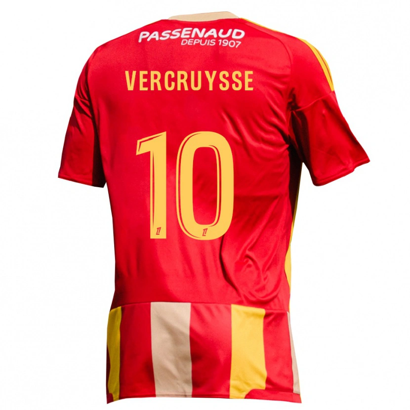 Danxen Børn Jean Vercruysse #10 Rød Gul Grøn Hjemmebane Spillertrøjer 2026/27 Trøje T-Shirt