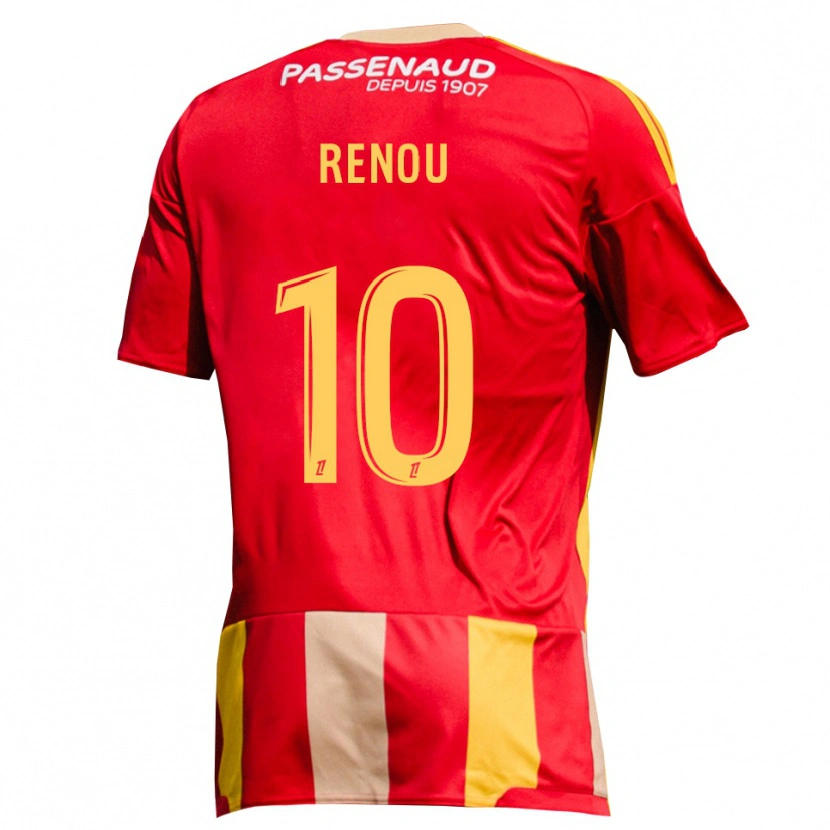 Danxen Børn Baptiste Renou #10 Rød Gul Grøn Hjemmebane Spillertrøjer 2026/27 Trøje T-Shirt