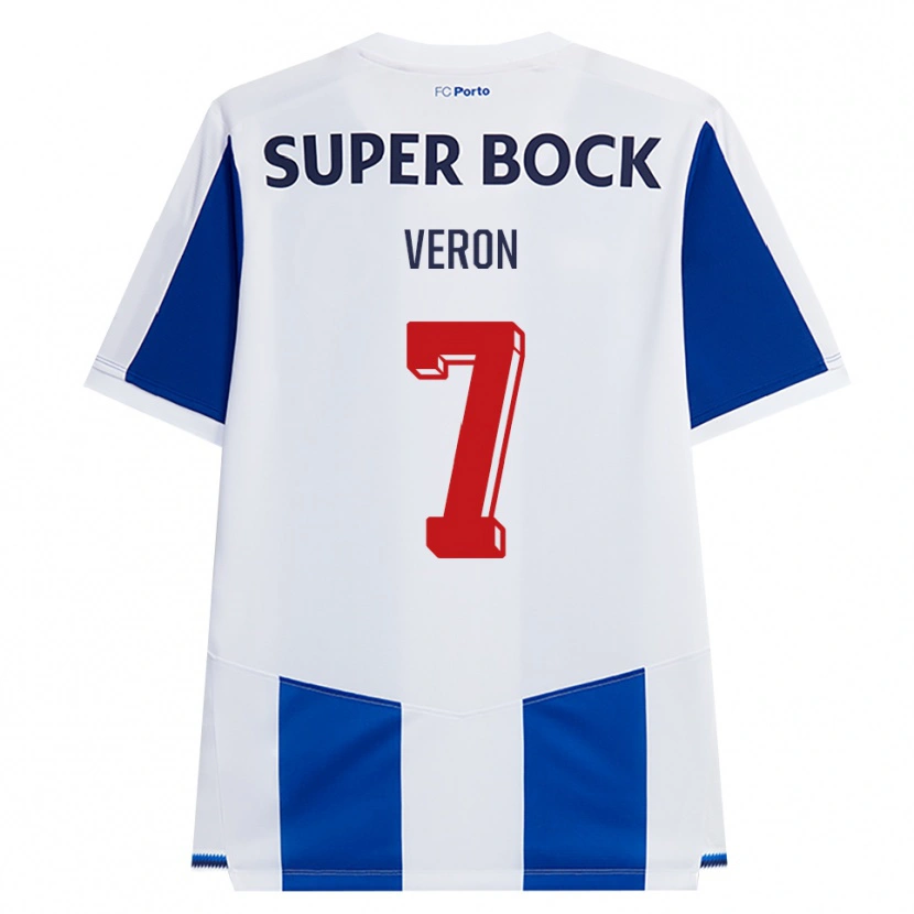 Danxen Børn Gabriel Veron #7 Blå Hvid Rød Hjemmebane Spillertrøjer 2026/27 Trøje T-Shirt