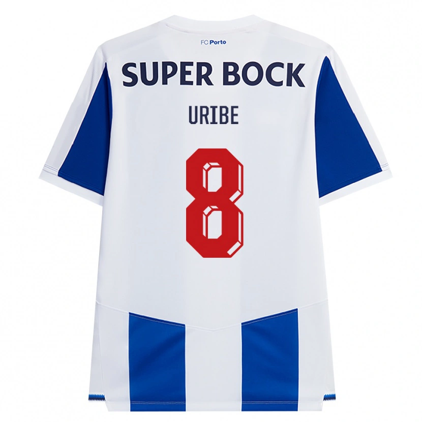 Danxen Børn Mateus Uribe #8 Blå Hvid Rød Hjemmebane Spillertrøjer 2026/27 Trøje T-Shirt