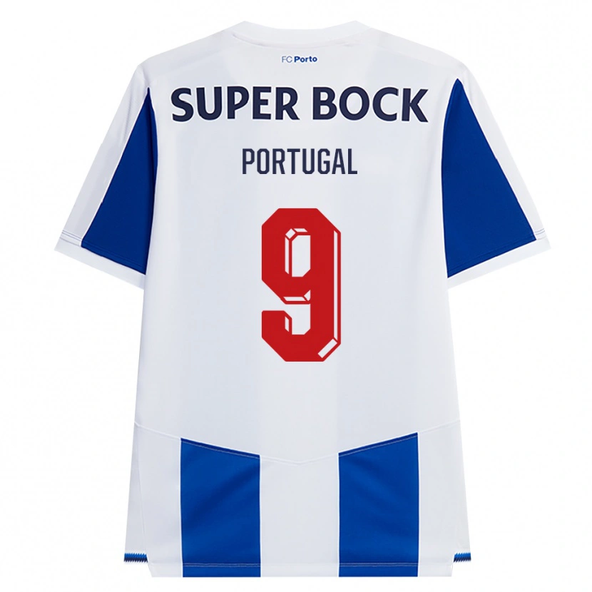 Danxen Børn Tiago Portugal #9 Blå Hvid Rød Hjemmebane Spillertrøjer 2026/27 Trøje T-Shirt