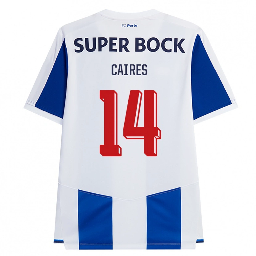 Danxen Børn Tiago Caires #14 Blå Hvid Rød Hjemmebane Spillertrøjer 2026/27 Trøje T-Shirt