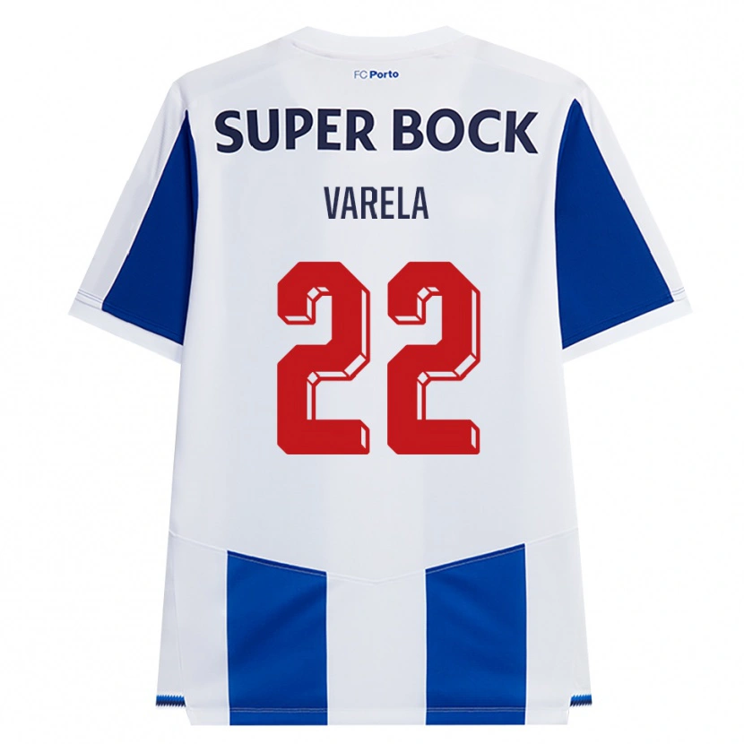 Danxen Børn Alan Varela #22 Blå Hvid Rød Hjemmebane Spillertrøjer 2026/27 Trøje T-Shirt