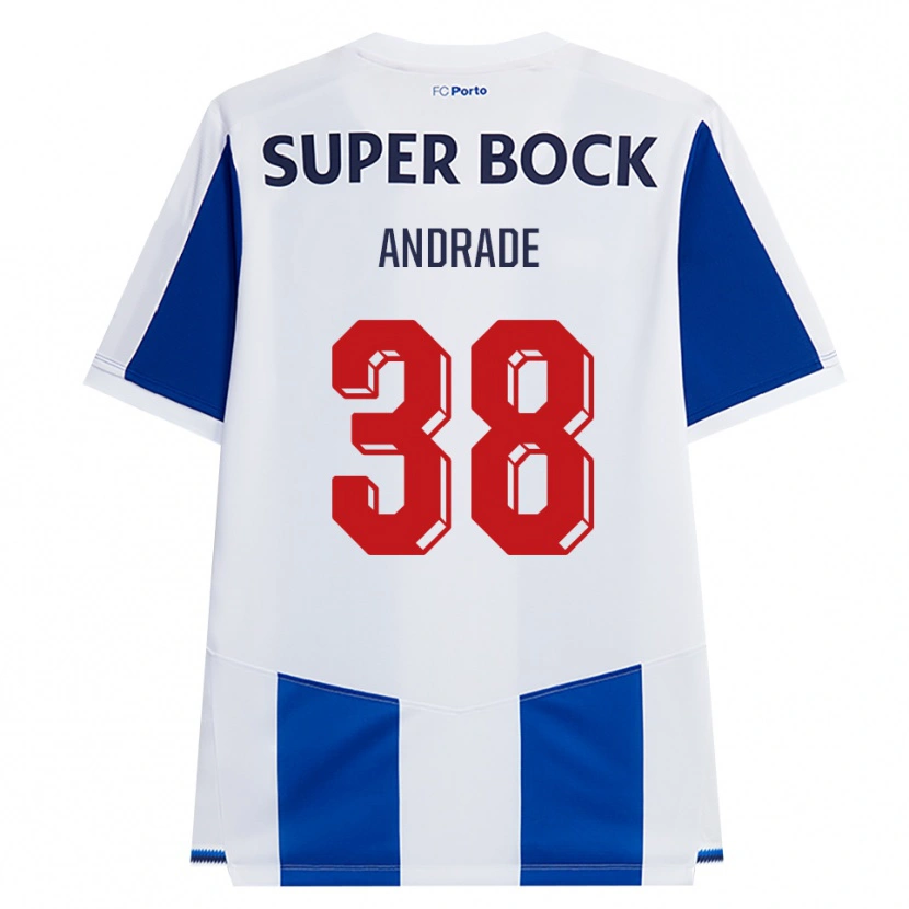 Danxen Børn Fernando Andrade #38 Blå Hvid Rød Hjemmebane Spillertrøjer 2026/27 Trøje T-Shirt