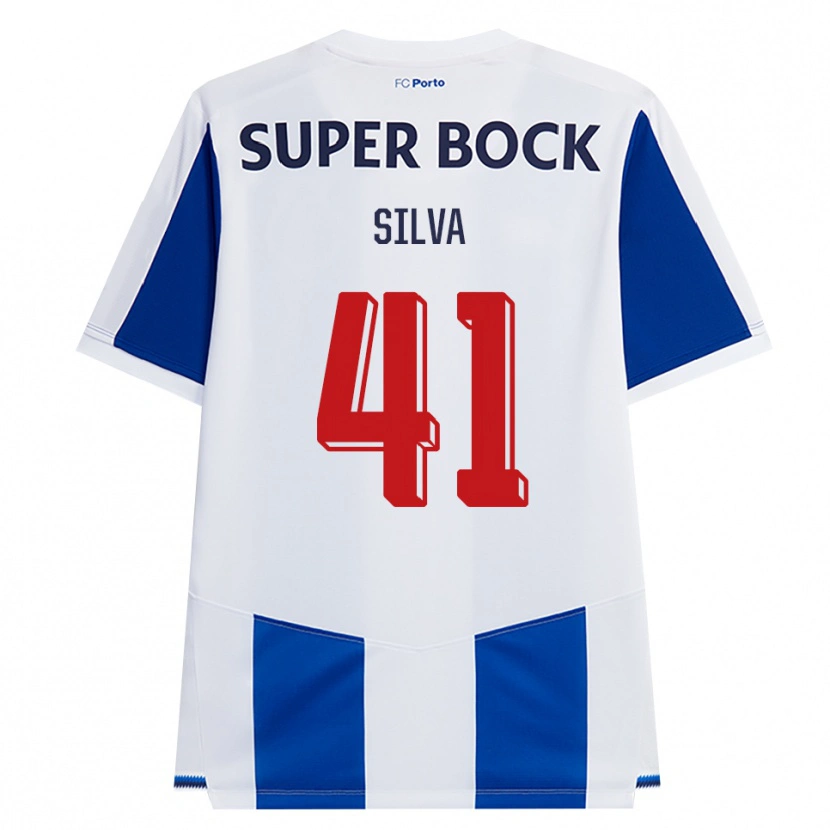 Danxen Børn Gonçalo Silva #41 Blå Hvid Rød Hjemmebane Spillertrøjer 2026/27 Trøje T-Shirt